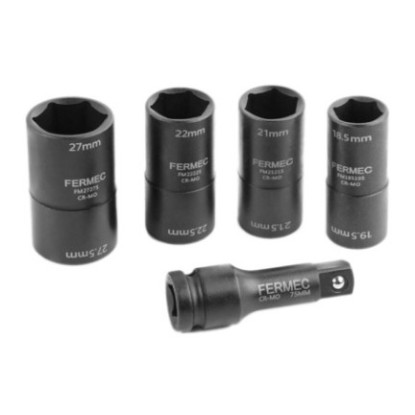 Kit bussole esagonali doppie con prolunga l. 75 mm.