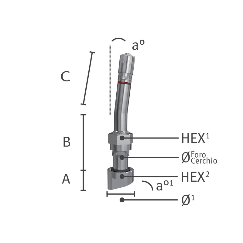 Valvola tubeless tpms per autocarro per cerchi in lega Alcoa 1310.1
